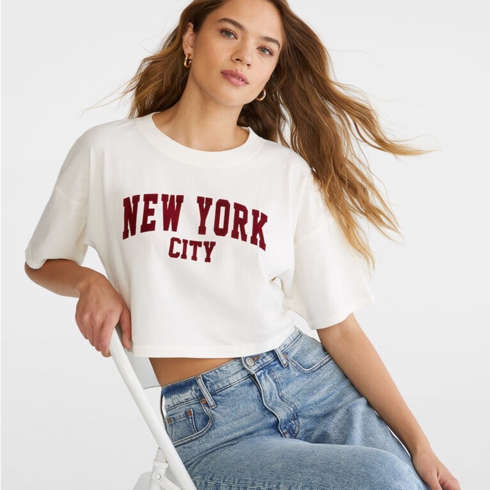 Aeropostale New York City Cropped Boyfriend Graphic Tee XL